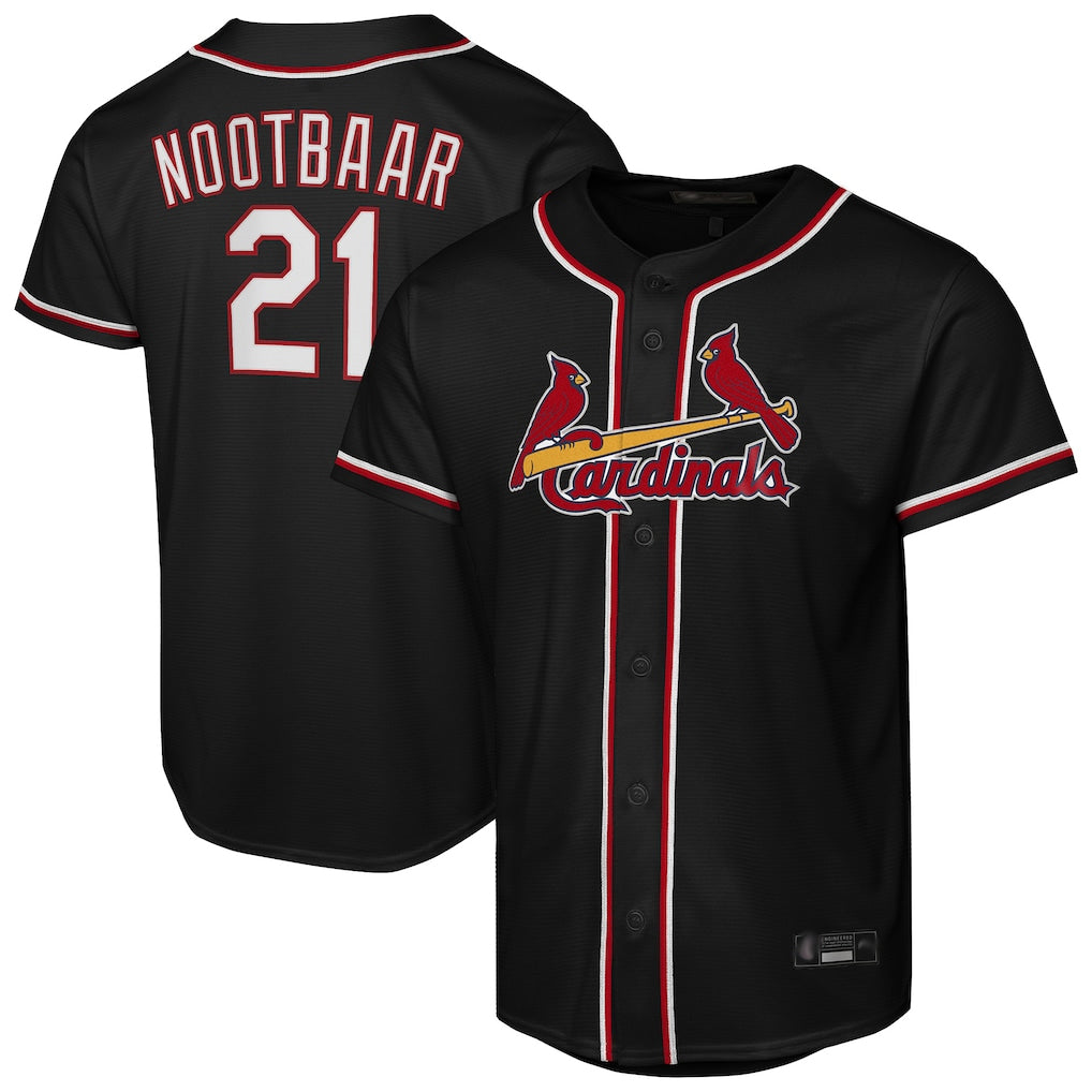 Odoa St. Louis Cardinals #21 Lars Nootbaar Player Black Carbon Fashio Game Stitched Jerseys