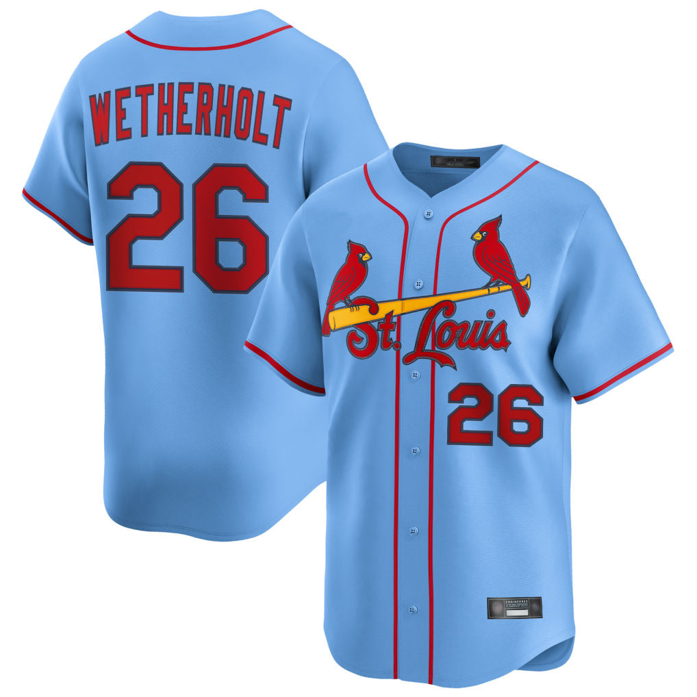 Odoa St. Louis Cardinals #26 JJ Wetherholt Player Light Blue Home Limited Stitched Jerseys