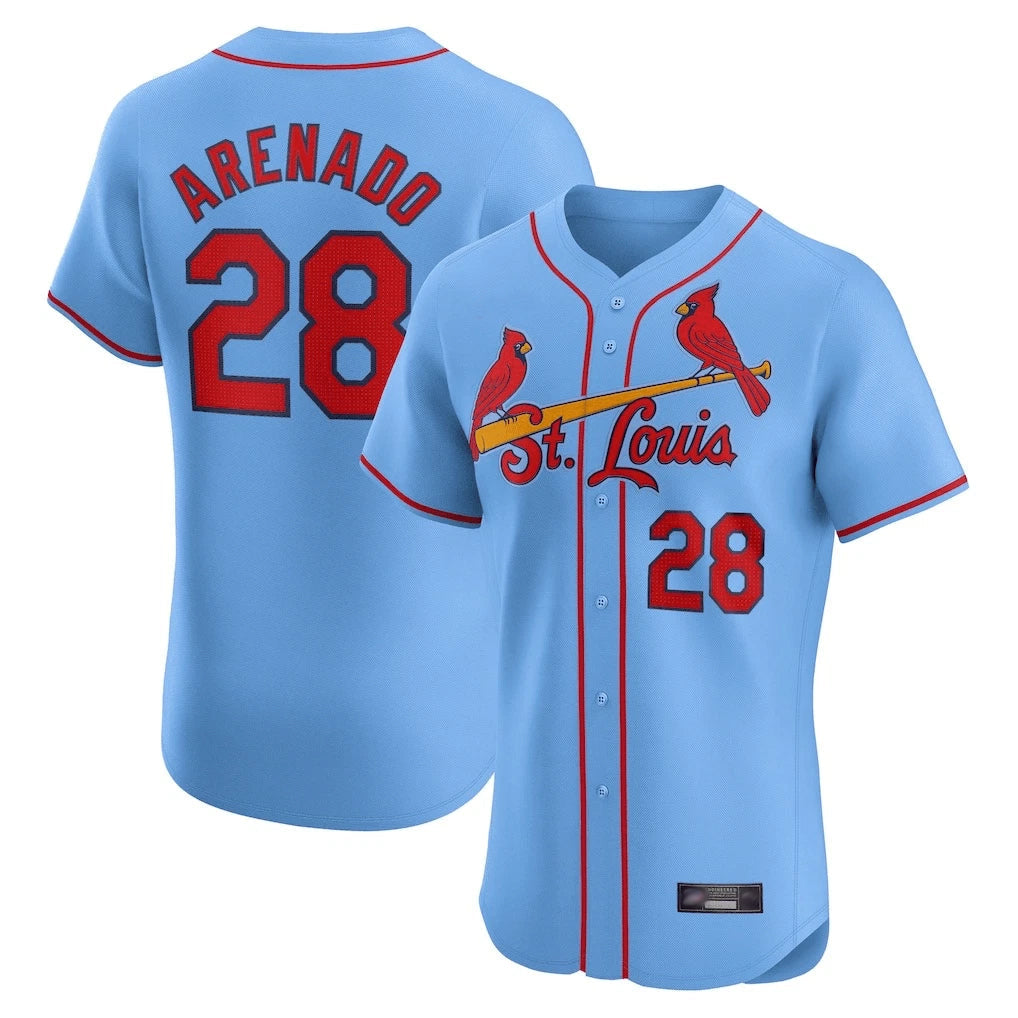 Odoa St. Louis Cardinals #28 Nolan Arenado Player Light Blue Home Limited Elite Stitched Jerseys