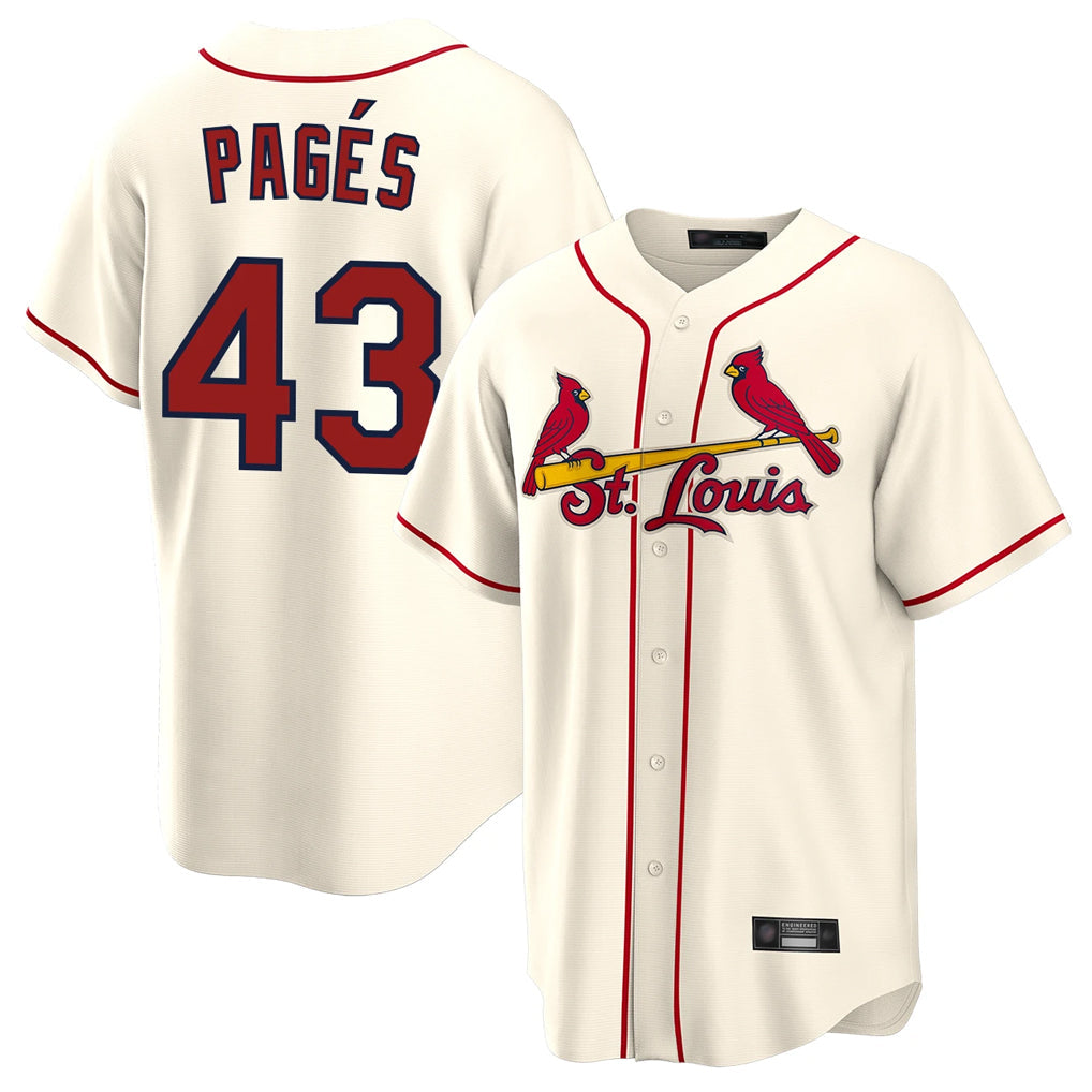 Odoa St. Louis Cardinals #43 Pedro Pages Player Cream Home Game Stitched Jerseys