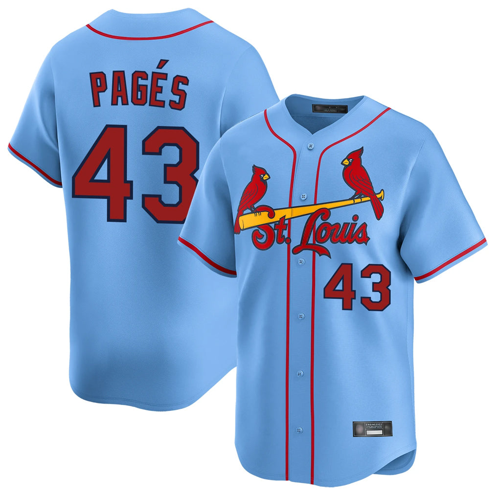 Odoa St. Louis Cardinals #43 Pedro Pages Player Light Blue Home Limited Stitched Jerseys