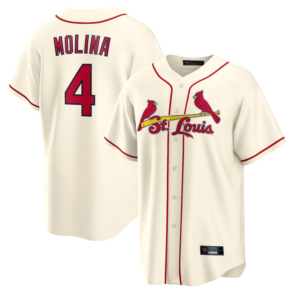 Odoa St. Louis Cardinals #4 Yadier Molina Player Cream Home Game Stitched Jerseys