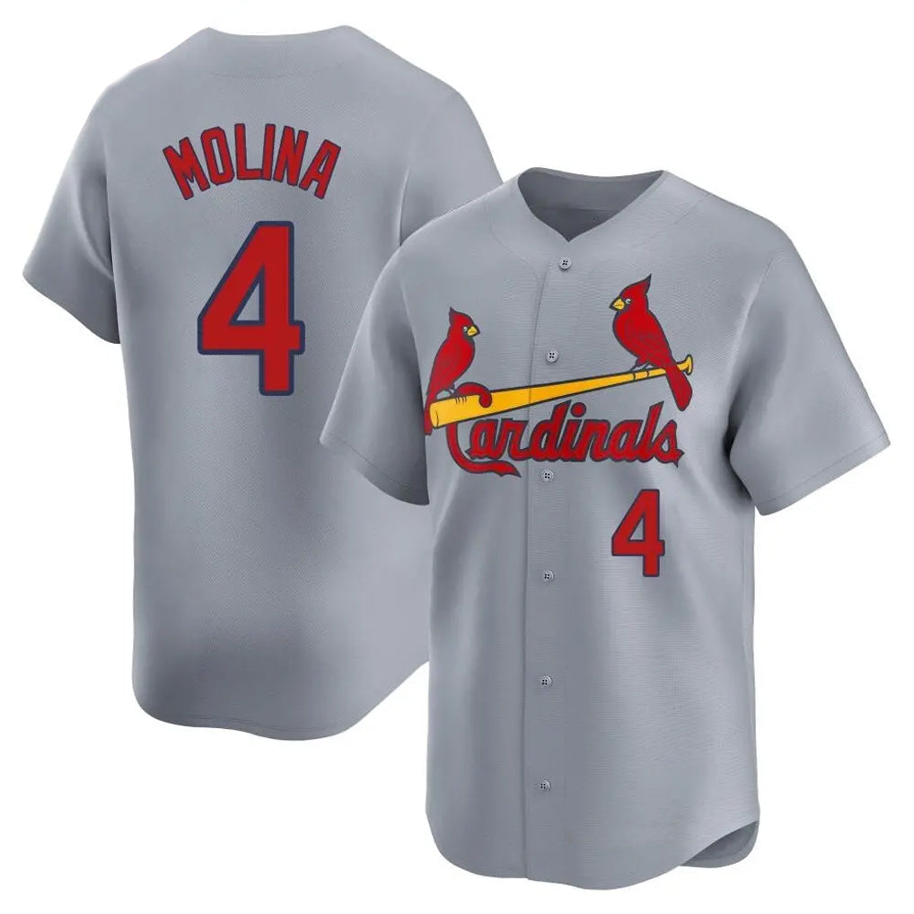 Odoa St. Louis Cardinals #4 Yadier Molina Player Gray Home Limited Stitched Jerseys