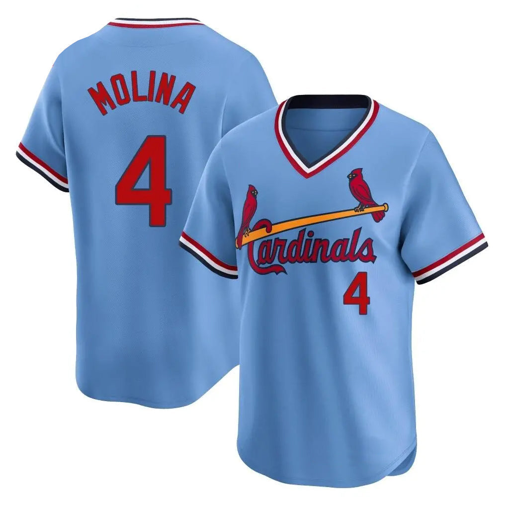 Odoa St. Louis Cardinals #4 Yadier Molina Player Light Blue City Connect Home T-shirt Stitched Jerseys