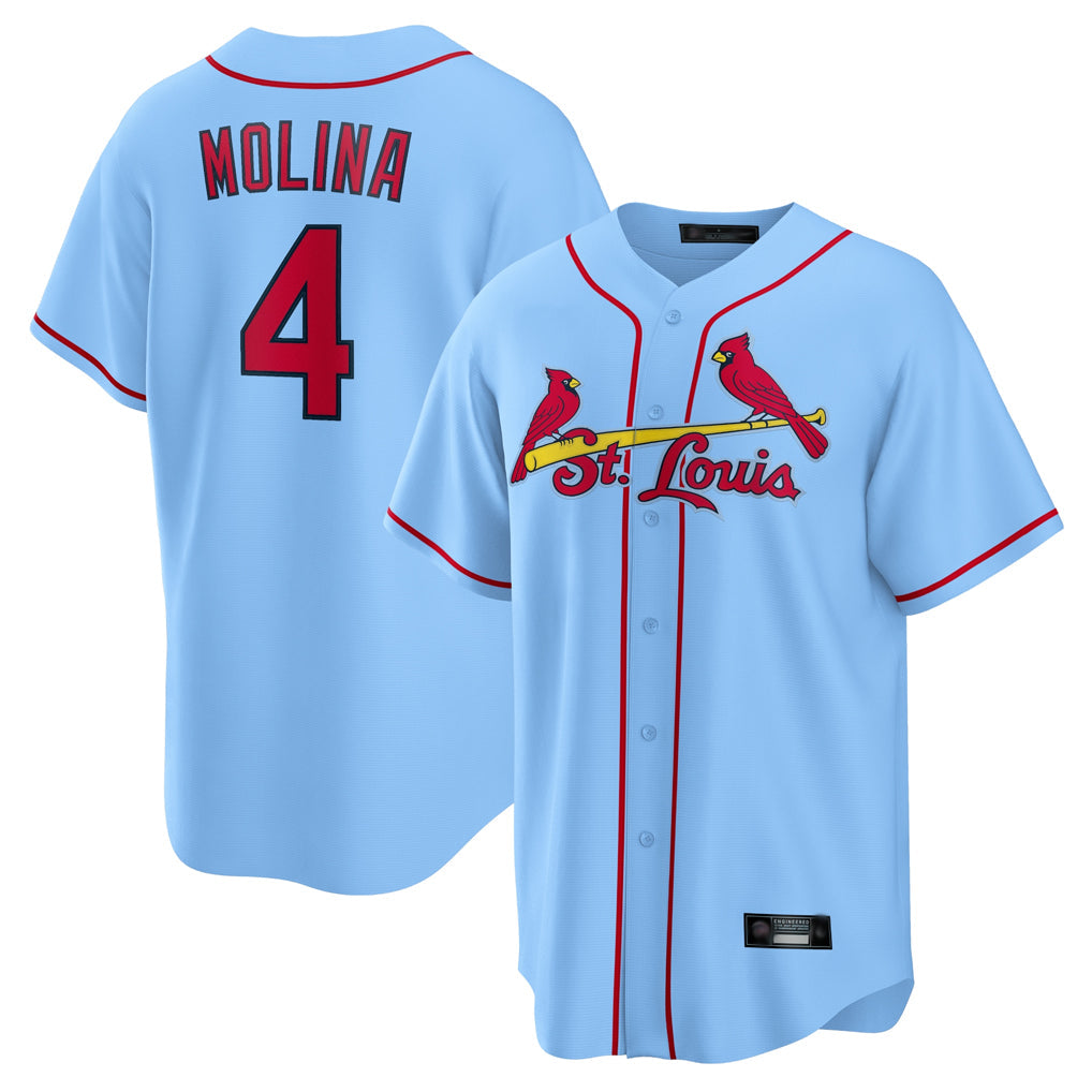 Odoa St. Louis Cardinals #4 Yadier Molina Player Light Blue Home Game Stitched Jerseys
