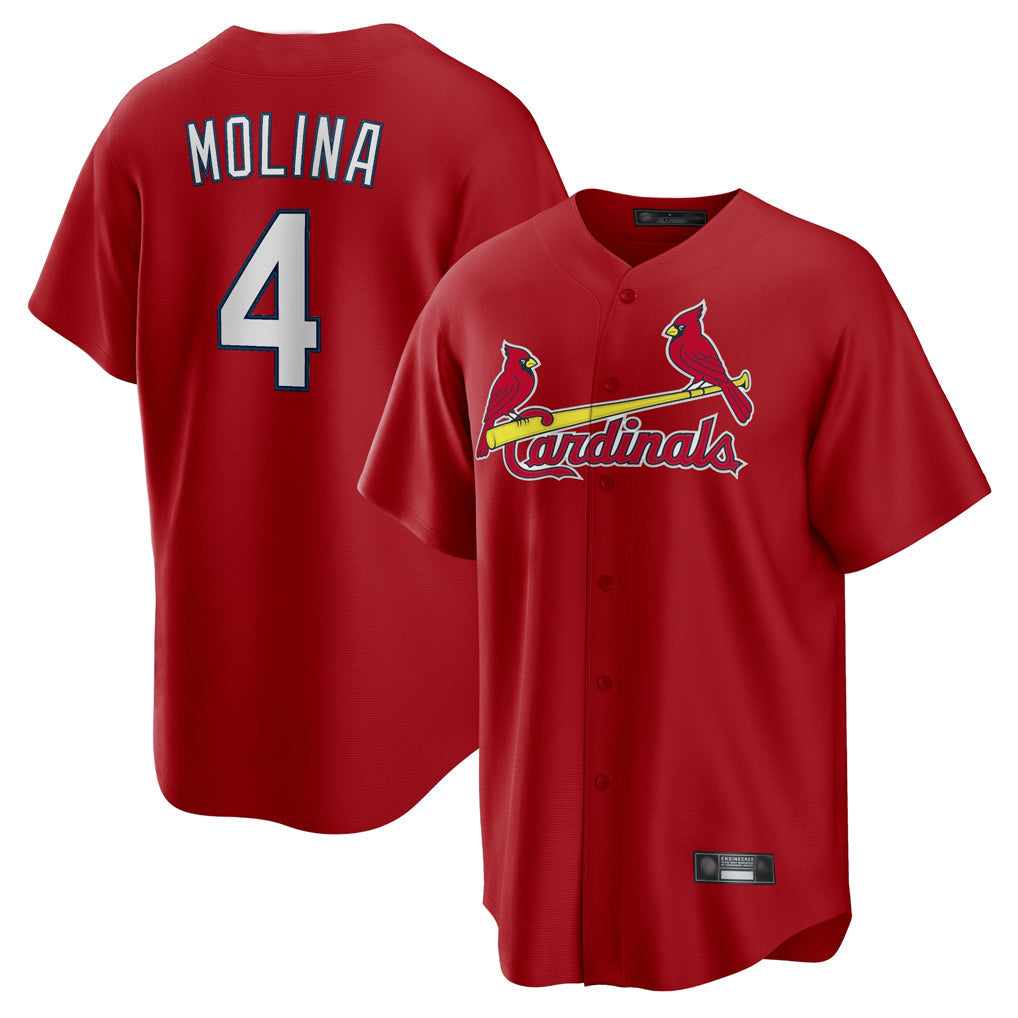 Odoa St. Louis Cardinals #4 Yadier Molina Player Red Home Game Stitched Jerseys