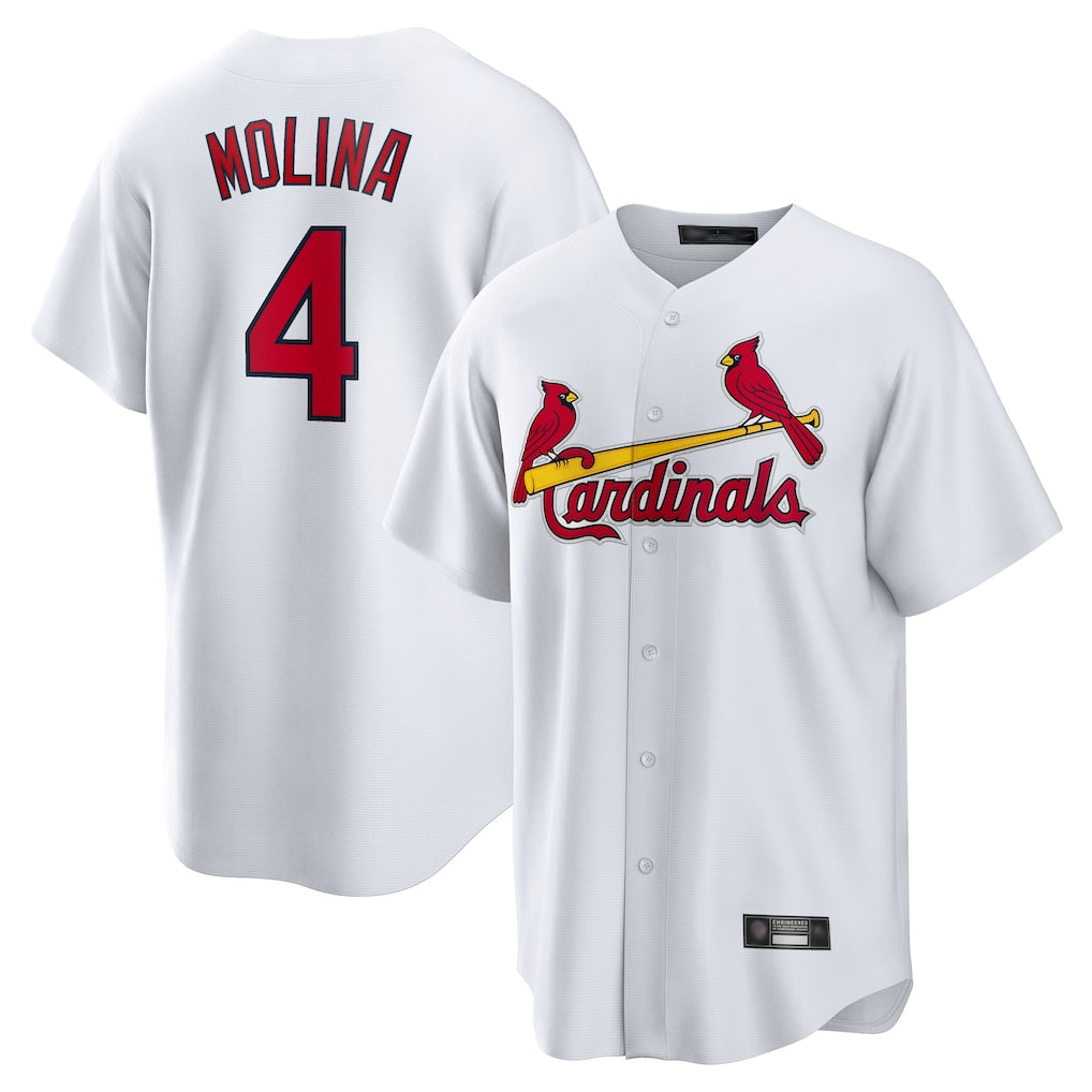 Odoa St. Louis Cardinals #4 Yadier Molina Player White Home Game Stitched Jerseys