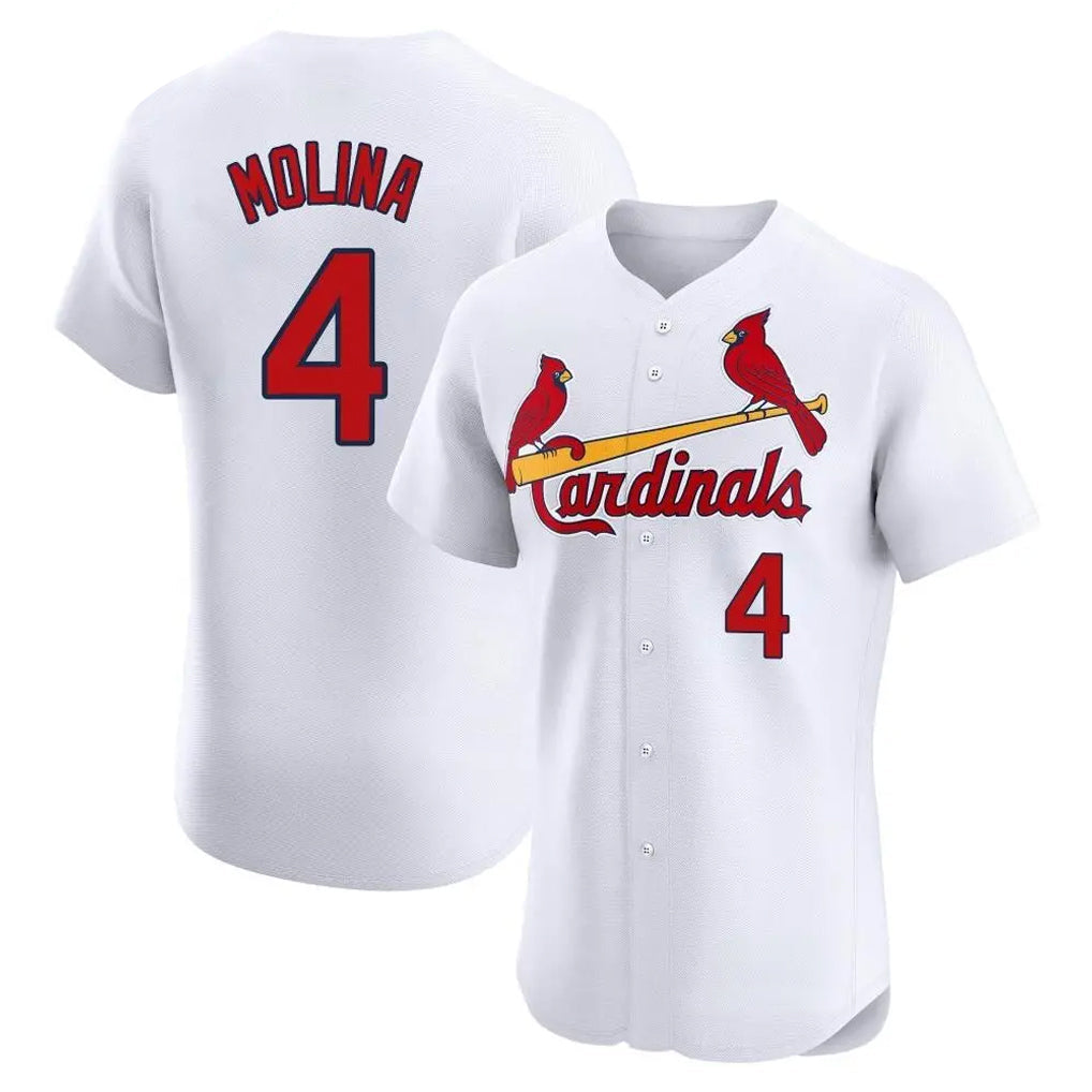 Odoa St. Louis Cardinals #4 Yadier Molina Player White Home Limited Elite Stitched Jerseys