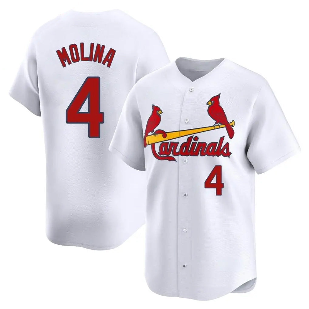 Odoa St. Louis Cardinals #4 Yadier Molina Player White Home Limited Stitched Jerseys
