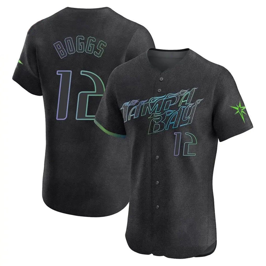 Odoa TB.Rays #12 Wade Boggs Player Black City Connect Home Limited Elite Stitched Jerseys