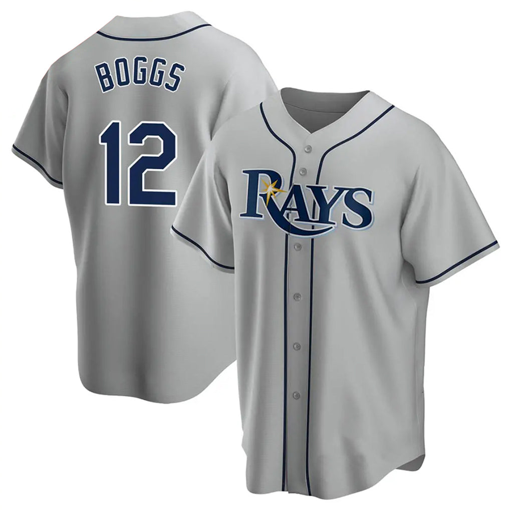 Odoa TB.Rays #12 Wade Boggs Player Gray Home Game Stitched Jerseys