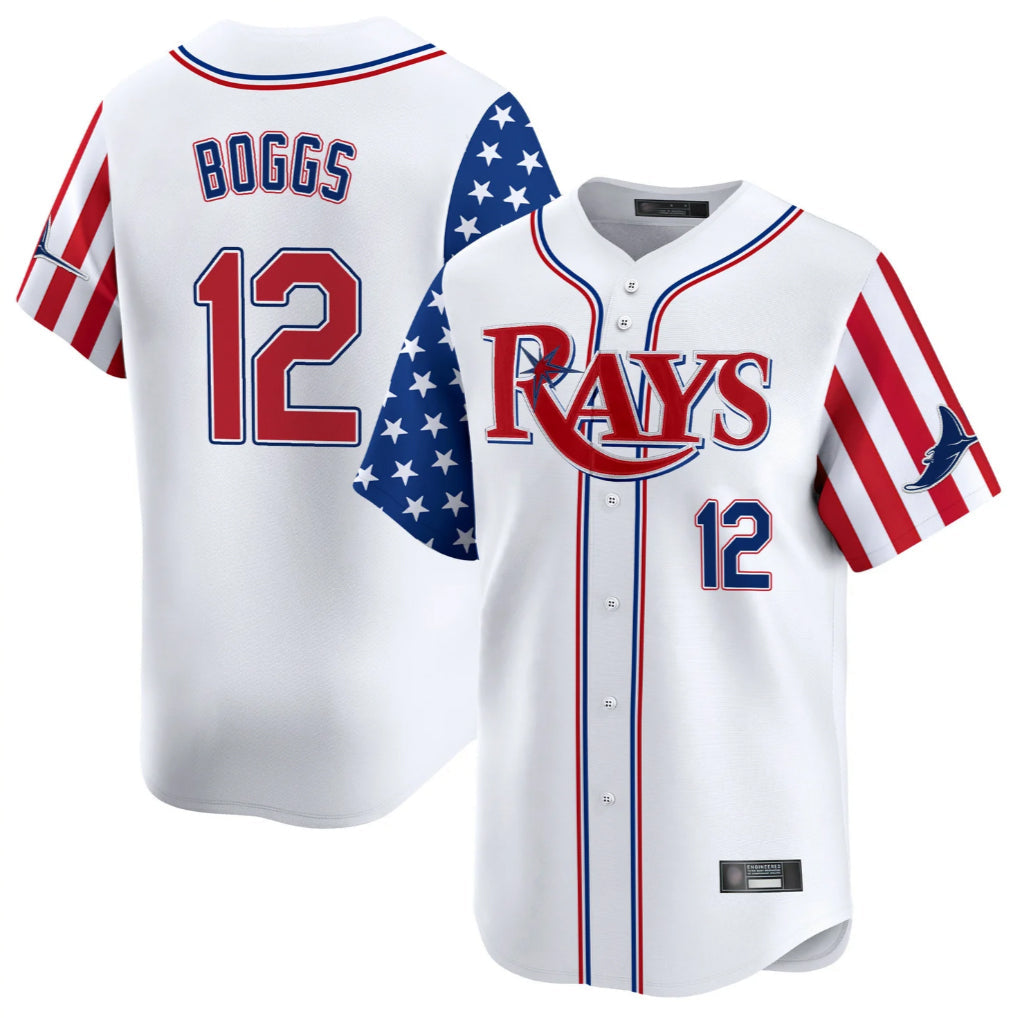 Odoa TB.Rays #12 Wade Boggs Player White 2025 Independence Day Vapor Premier Limited Stitched Jerseys