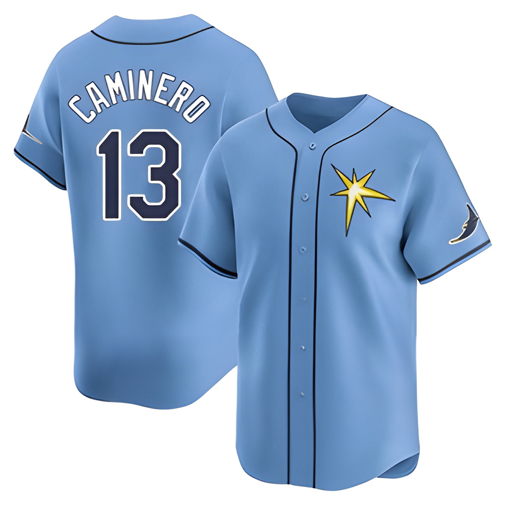 Odoa TB.Rays #13 Junior Caminero Player Light Blue Home Limited Stitched Jerseys