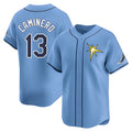 Odoa TB.Rays #13 Junior Caminero Player Light Blue Home Limited Stitched Jerseys