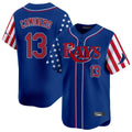 Odoa TB.Rays #13 Junior Caminero Player Royal 2025 Independence Day Vapor Premier Limited Stitched Jerseys