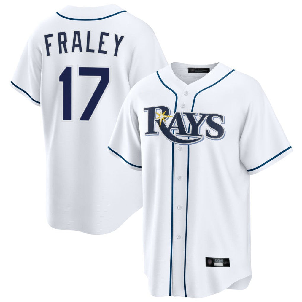Odoa TB.Rays #17 Jake Fraley Player White Home Game Stitched Jerseys
