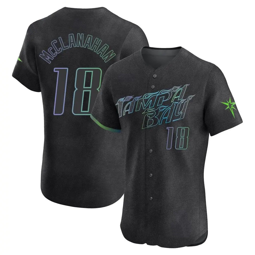 Odoa TB.Rays #18 Shane McClanahan Player Black City Connect Home Limited Elite Stitched Jerseys