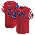 Odoa TB.Rays #2 Yandy Diaz Player Red 2025 Independence Day Vapor Premier Limited Stitched Jerseys