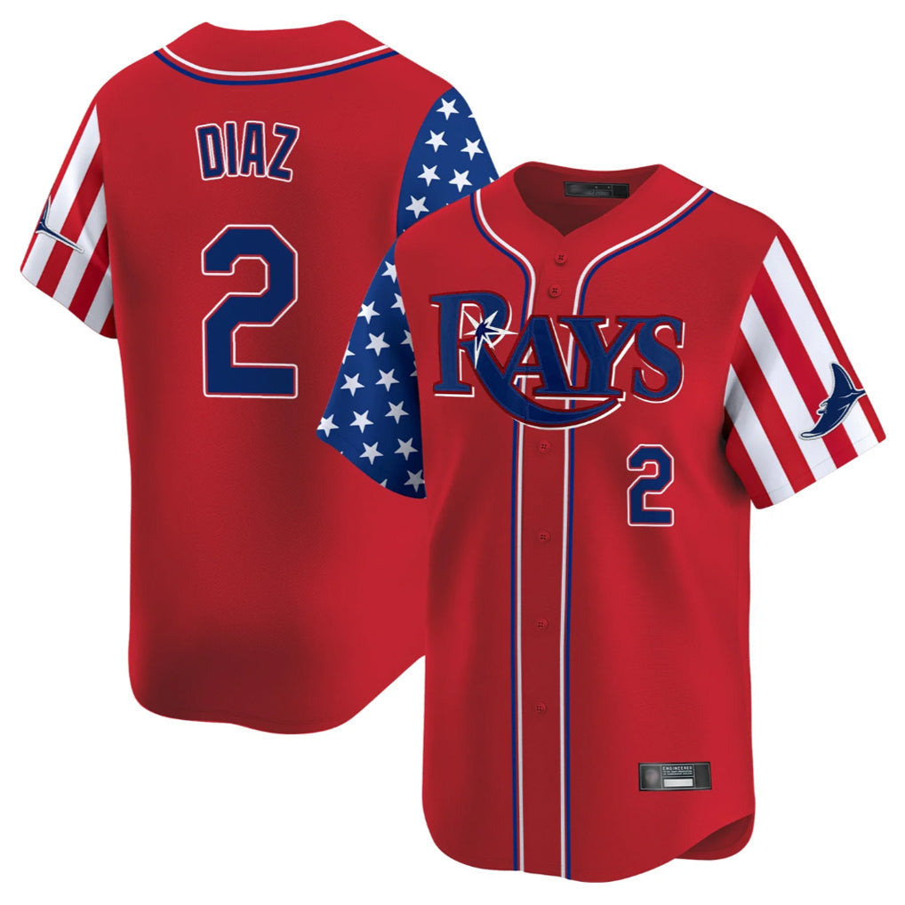Odoa TB.Rays #2 Yandy Diaz Player Red 2025 Independence Day Vapor Premier Limited Stitched Jerseys