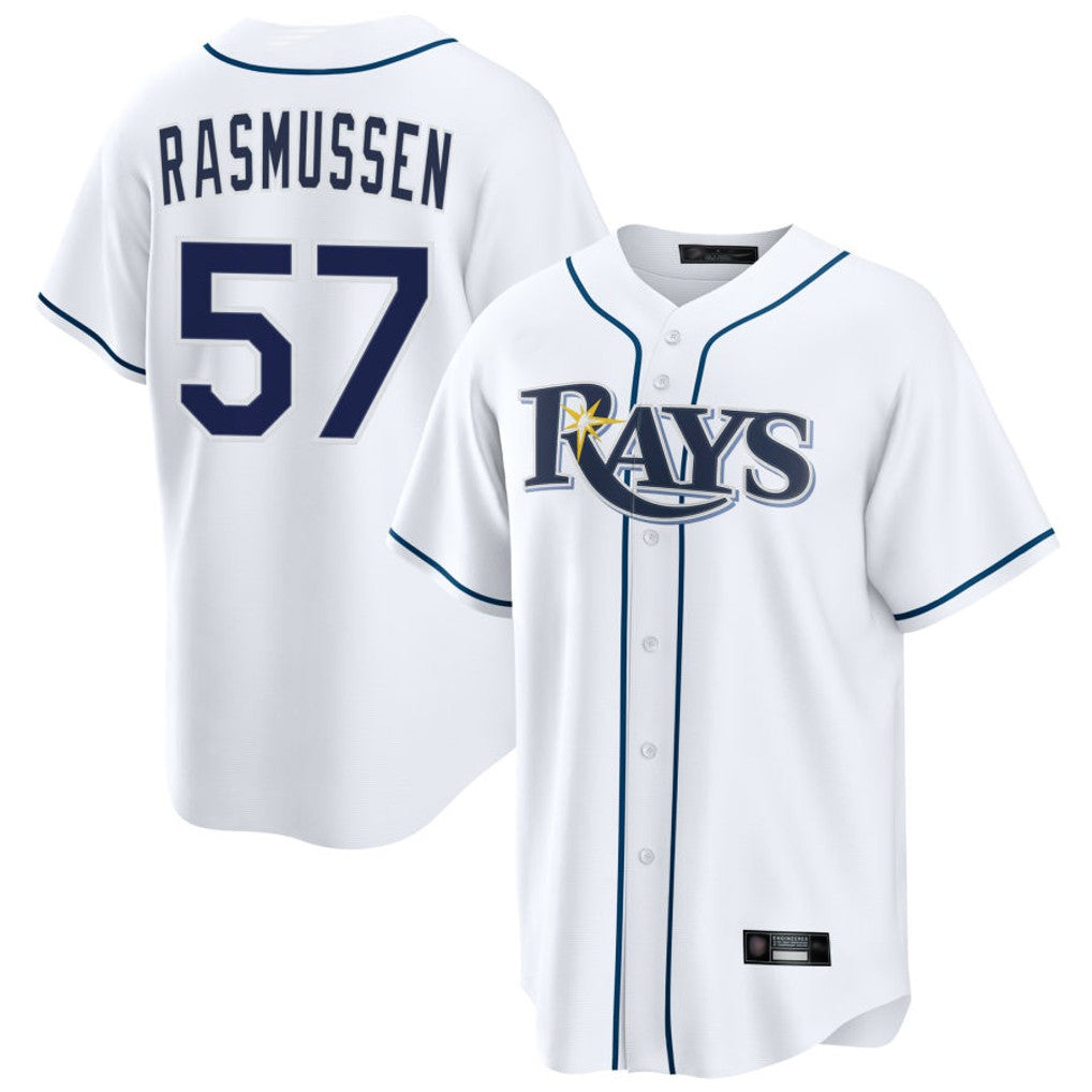 Odoa TB.Rays #57 Drew Rasmussen Player White Home Game Stitched Jerseys