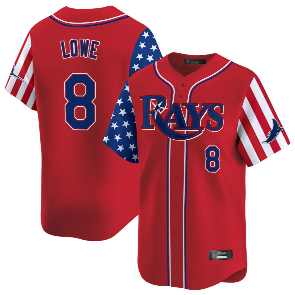 Odoa TB.Rays #8 Brandon Lowe Player Red 2025 Independence Day Vapor Premier Limited Stitched Jerseys