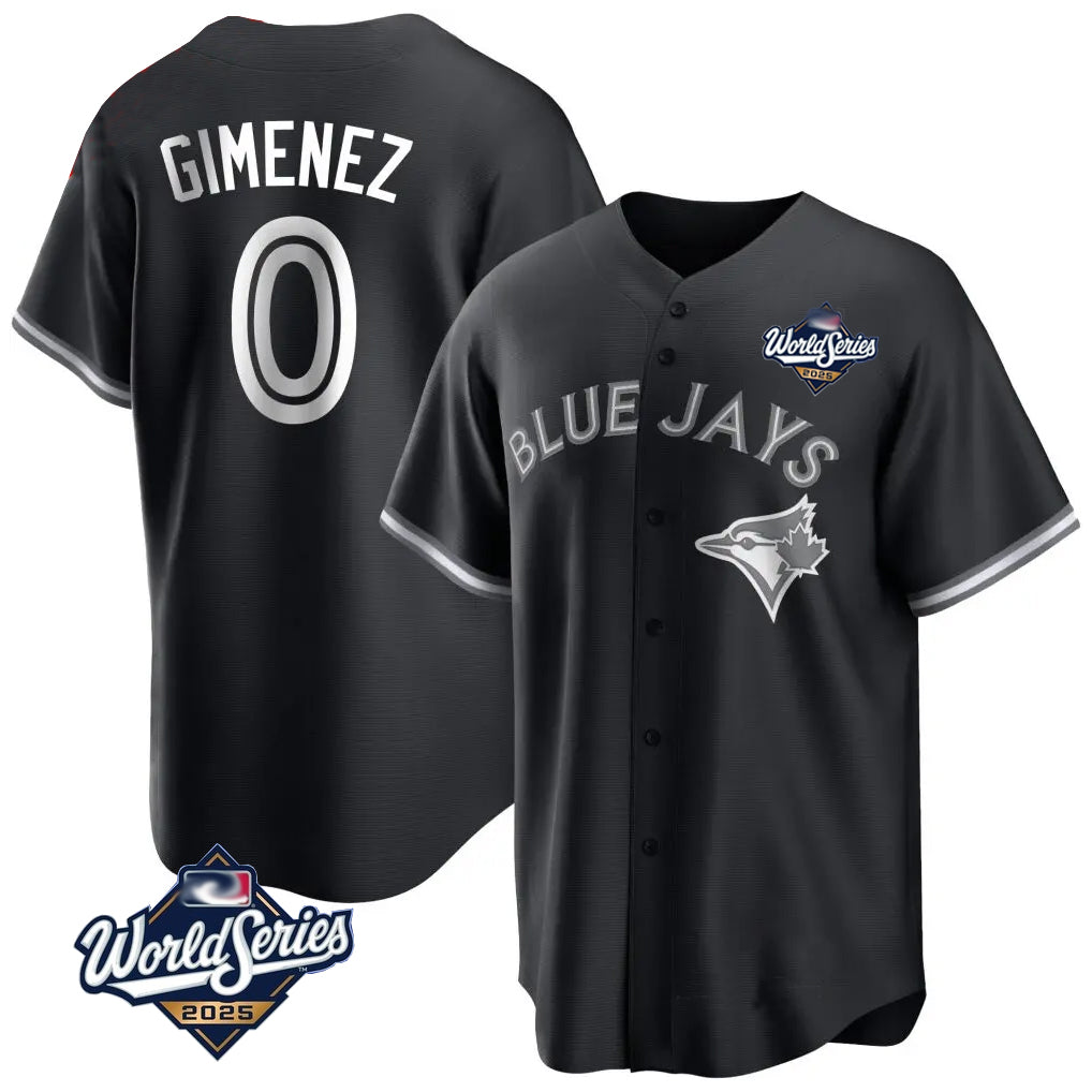 Odoa T.Blue Jays #0 Andres Gimenez Player Black 2025 World Series Game Stitched Jerseys