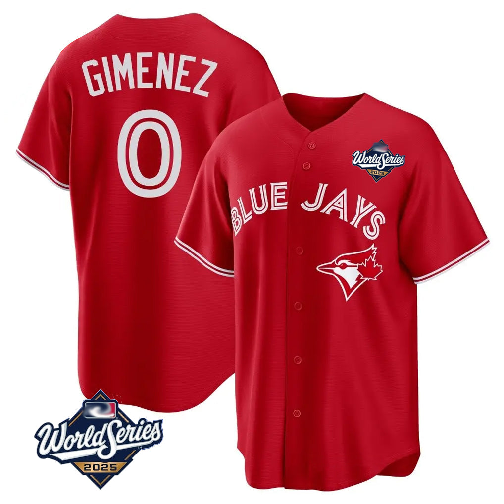 Odoa T.Blue Jays #0 Andres Gimenez Player Red 2025 World Series Limited Stitched Jerseys