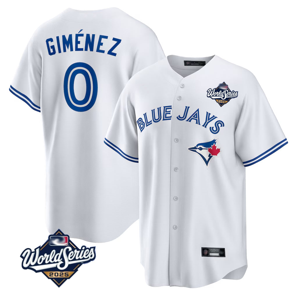 Odoa T.Blue Jays #0 Andres Gimenez Player White 2025 World Series Game Stitched Jerseys