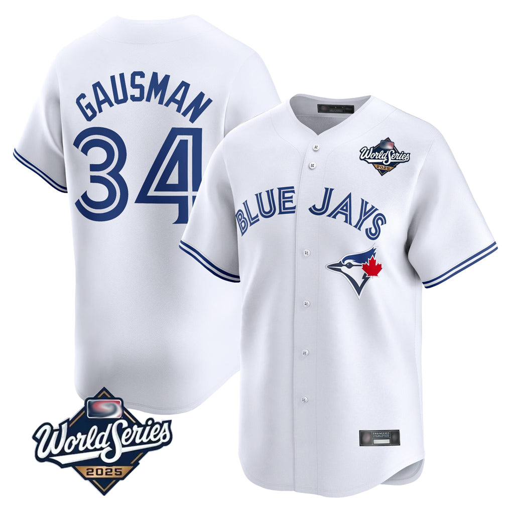 Odoa T.Blue Jays #34 Kevin Gausman Player White 2025 World Series Home Limited Stitched Jerseys