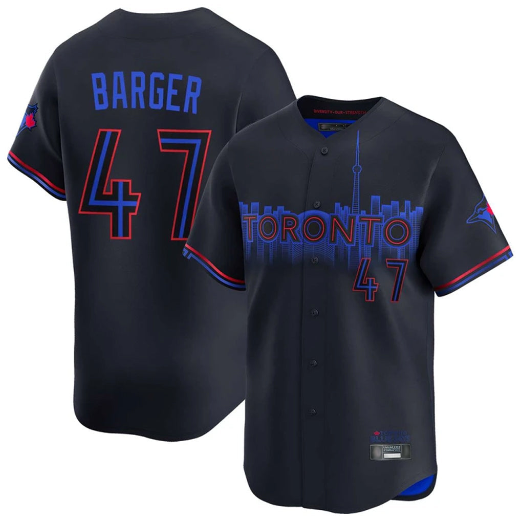 Odoa T.Blue Jays #47 Addison Barger Player Black&Blue City Connect Limited Stitched Jerseys