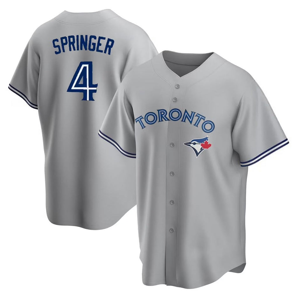 Odoa T.Blue Jays #4 George Springer Player Gray Home Game Stitched Jerseys