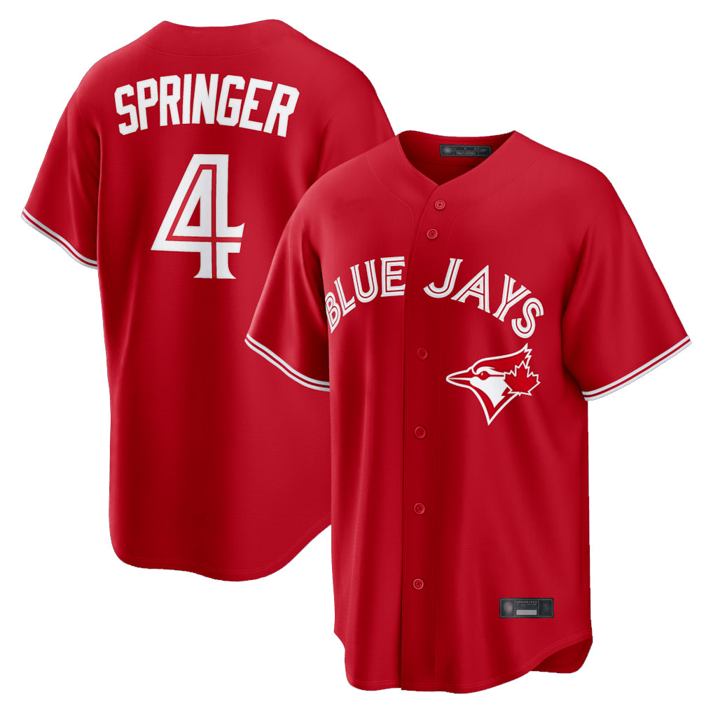 Odoa T.Blue Jays #4 George Springer Player Red Home Game Stitched Jerseys