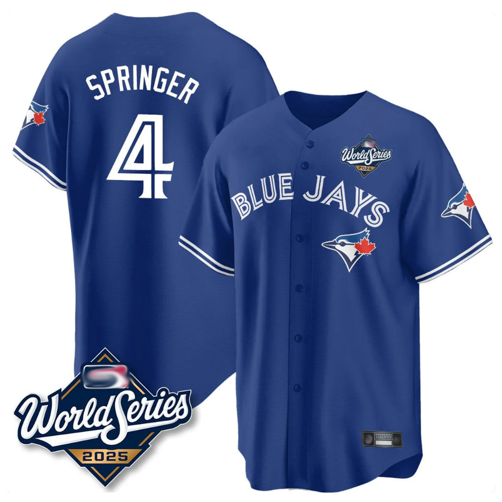 Odoa T.Blue Jays #4 George Springer Player Royal 2025 American League Game All Stitched Jersey