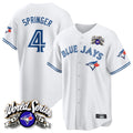 Odoa T.Blue Jays #4 George Springer Player White 2025 American League All Stitched Jersey