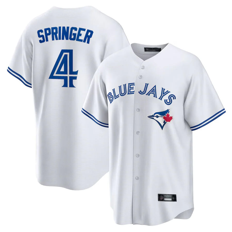 Odoa T.Blue Jays #4 George Springer Player White Home Game Stitched Jerseys