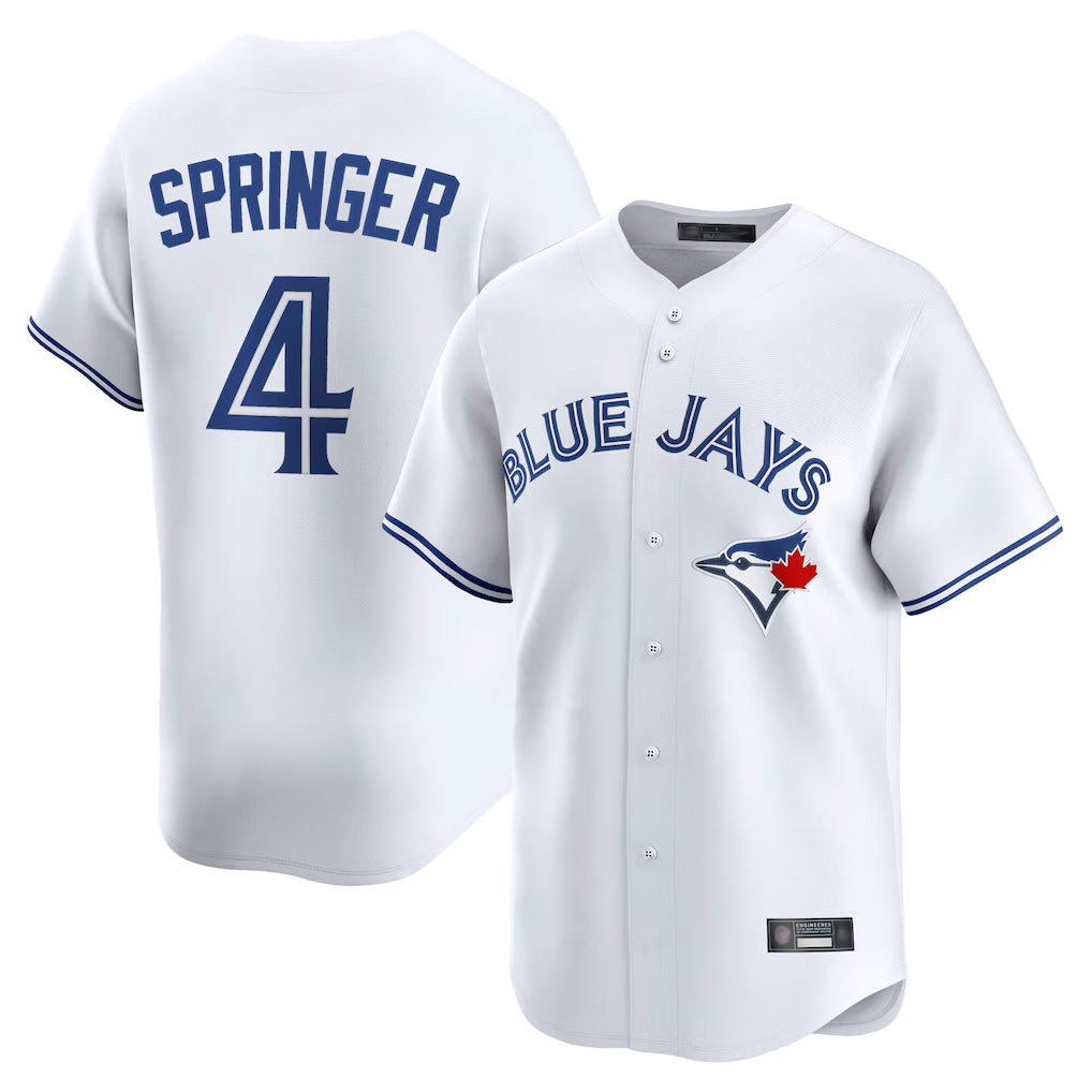 Odoa T.Blue Jays #4 George Springer Player White Home Limited Stitched Jerseys
