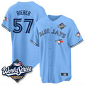 Odoa T.Blue Jays #57 Shane Bieber Player Blue 2025 World Series All Stitched Jerseys
