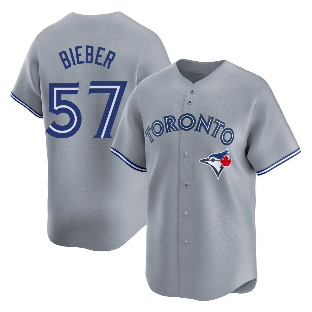 Odoa T.Blue Jays #57 Shane Bieber Player Gray Home Stitched Jerseys