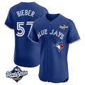 Odoa T.Blue Jays #57 Shane Bieber Player Royal 2025 World Series Elite All Stitched Jerseys
