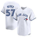 Odoa T.Blue Jays #57 Shane Bieber Player White Limited Home Stitched Jerseys