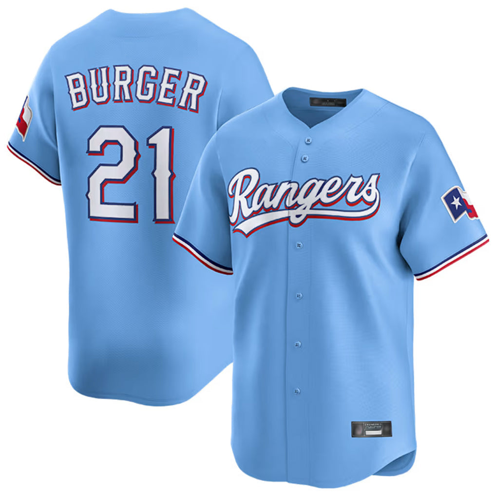 Odoa T.Rangers #21 Jake Burger Player Light Blue Home Limited Stitched Jerseys