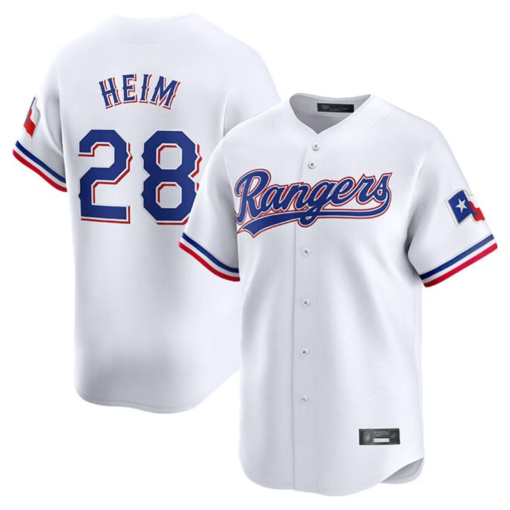 Odoa T.Rangers #28 Jonah Heim Player White Home Limited Stitched Jerseys