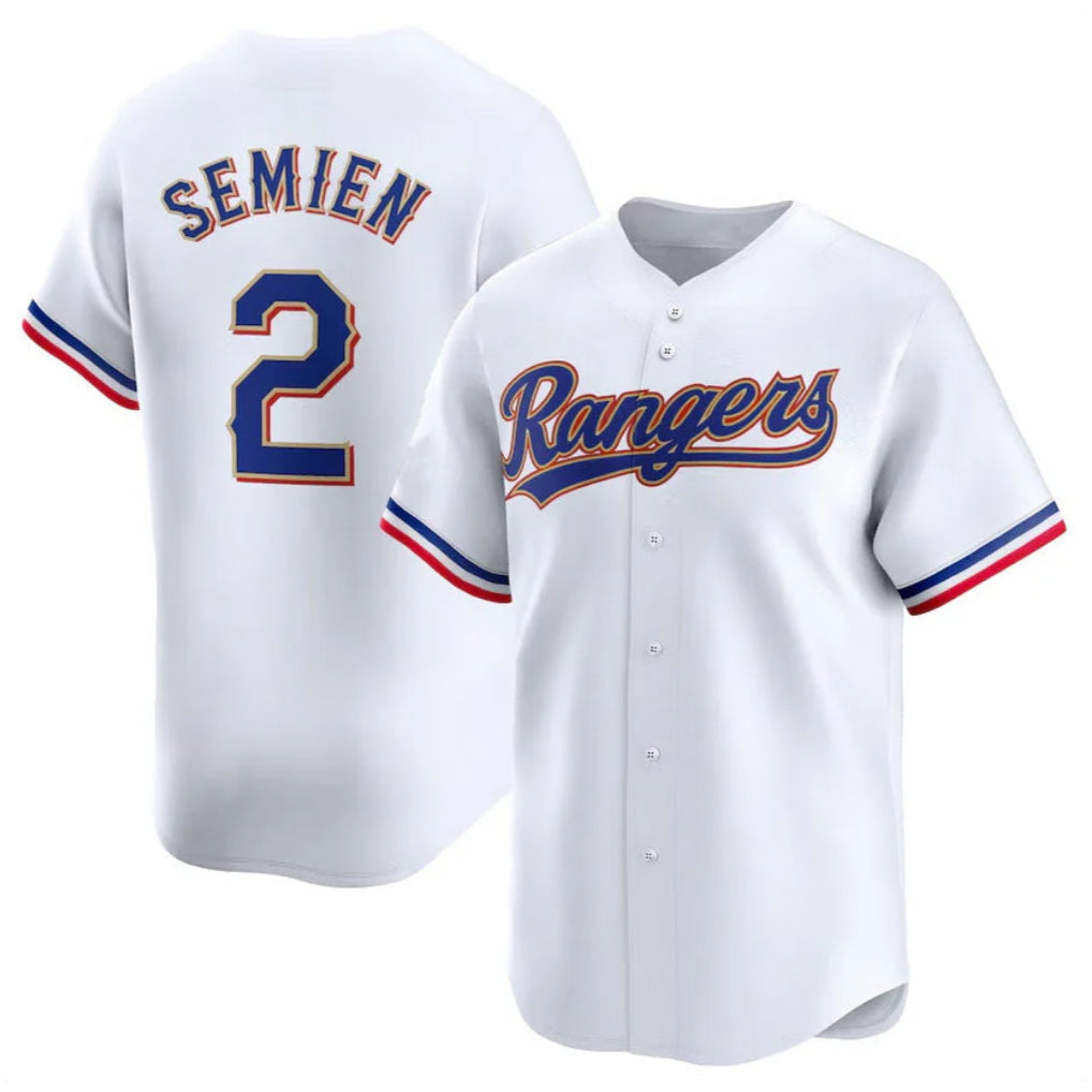 Odoa T.Rangers #2 Marcus Semien Player Gold Collection Limited White Stitched Jerseys