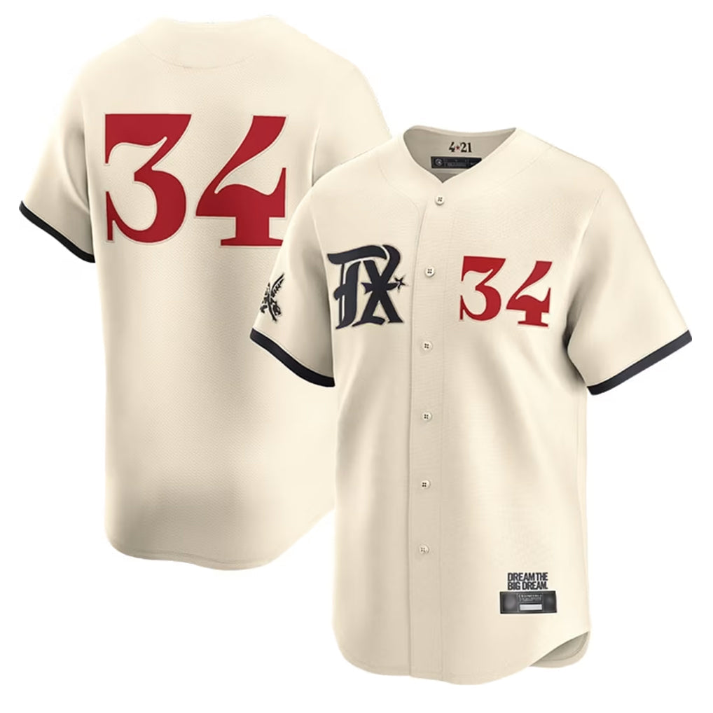 Odoa T.Rangers #34 Nolan Ryan Player Cream City Connect Limited Cream Stitched Jerseys