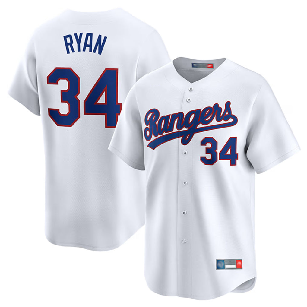 Odoa T.Rangers #34 Nolan Ryan Player White Home Limited Stitched Jerseys