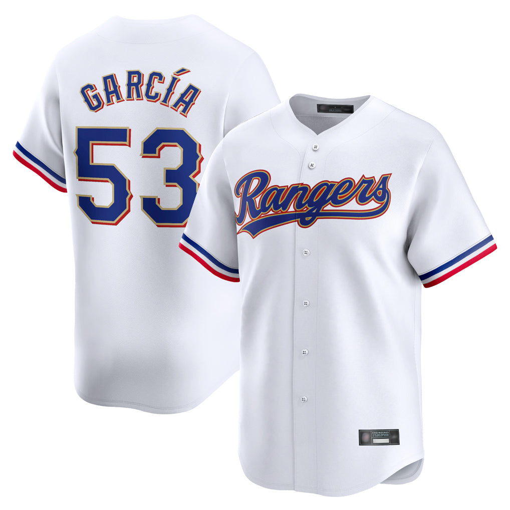 Odoa T.Rangers #53 Adolis Garcia Player Gold Home Limited White Stitched Jerseys