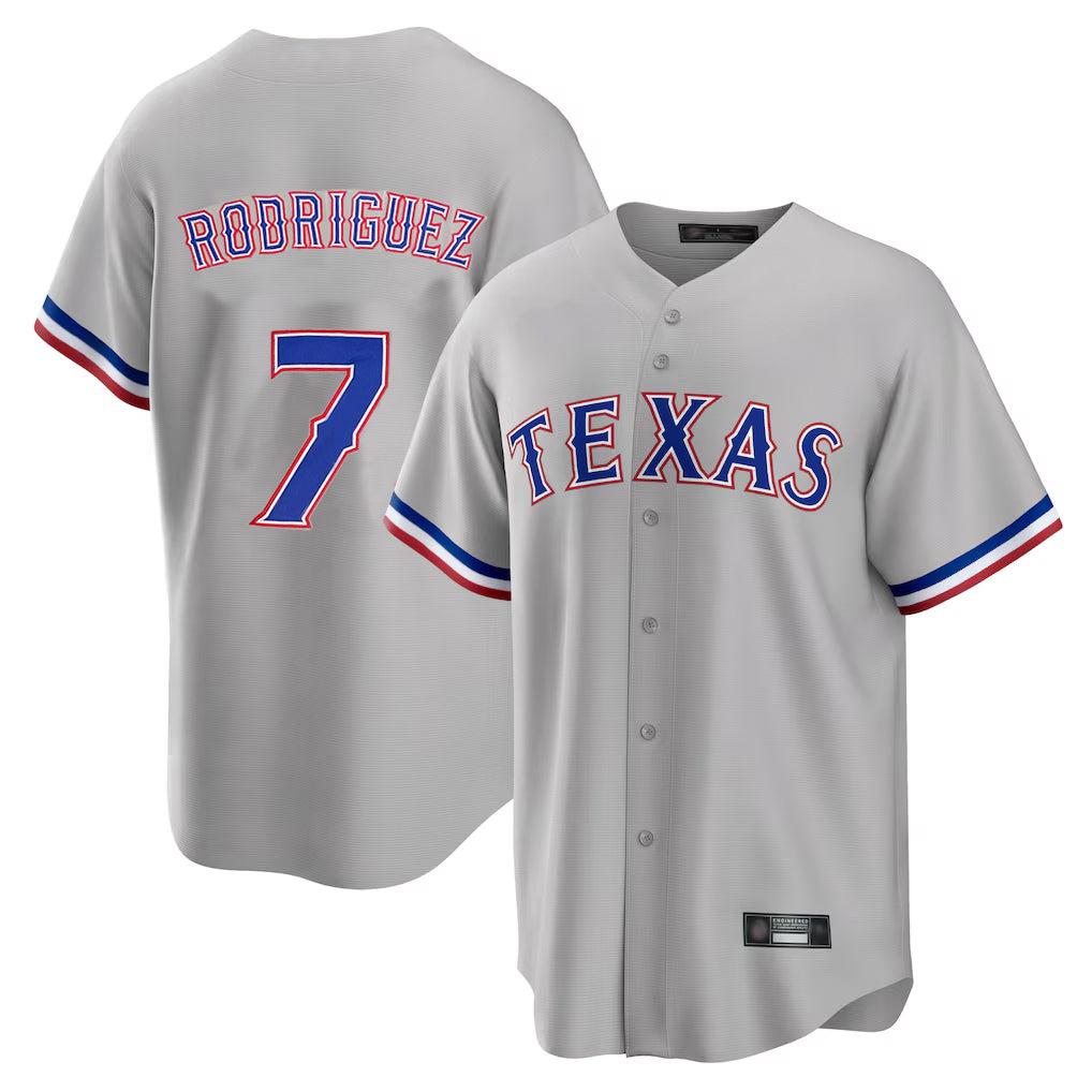 Odoa T.Rangers #7 Ivan Rodriguez Player Gray Home Game Stitched Jerseys