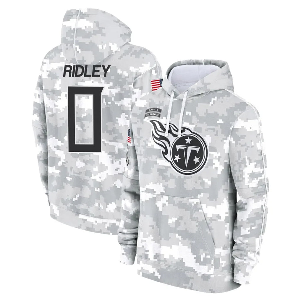 Odoa T.Titans #0 Calvin Ridley Player Camo Arctic Salute to Service Pullover Hoodies Home Game Stitched Jerseys