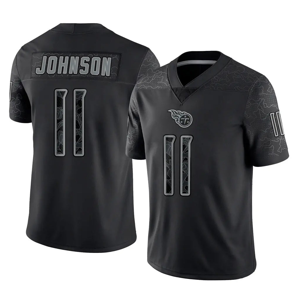 Odoa T.Titans #11 Jermaine Johnson II Player Black Limited Reflective Home Game Stitched Jerseys