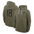 Odoa T.Titans #18 Cor'Dale Flott Player Olive Salute to Service Hoodies Home Game Stitched Jerseys